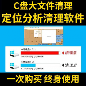 C盘清理电脑系统盘磁盘硬盘垃圾清理工具软件大文件系统软件D瘦身-淘宝虚拟库
