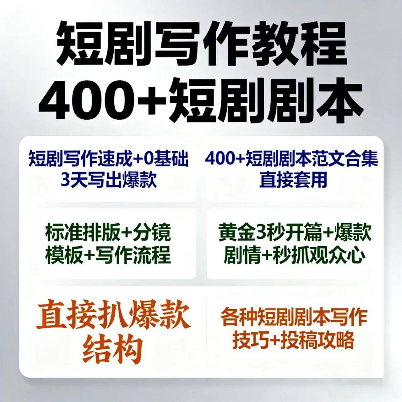 短剧剧本资源短剧写作技巧短剧素材短剧写作方法教程短视频写作-淘宝虚拟库