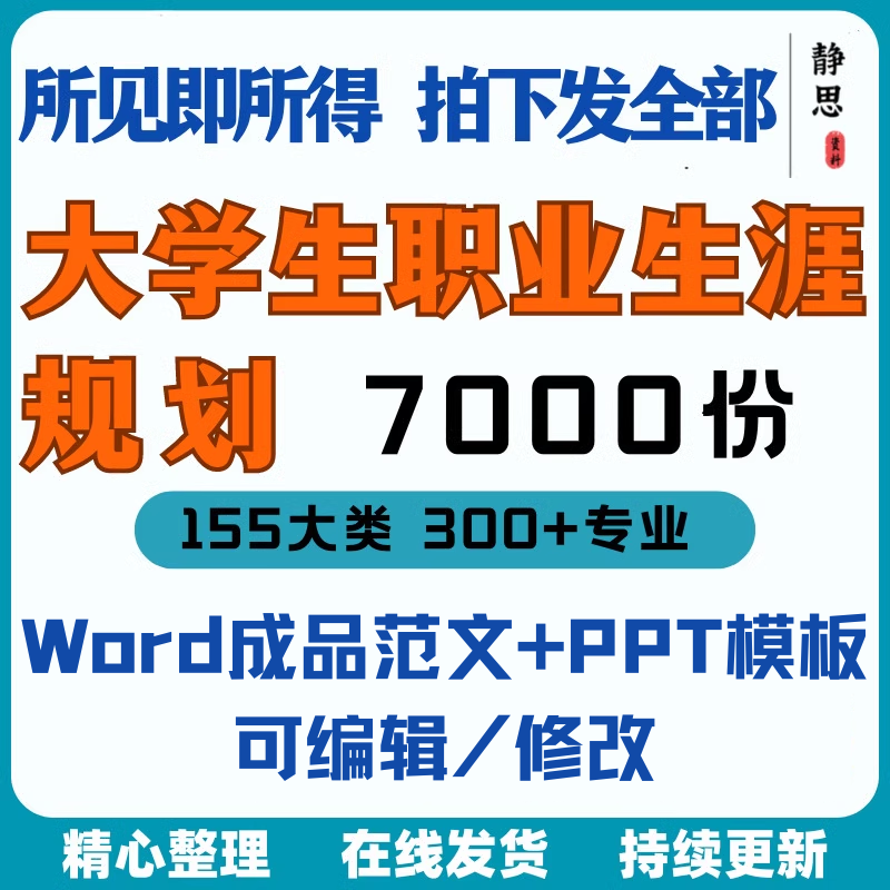 新款大学生职业生涯规划书成长就业赛道学业规划word成品范文ppt-淘宝虚拟库