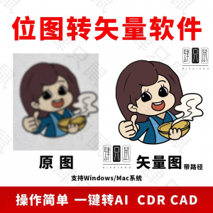 图片位图转矢量ai/cdr/cad软件logo自动抠图高清线条路径雕刻制作-淘宝虚拟库