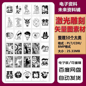 激光雕刻打刻机素材大全刻字图案模板集合plt格式CDR矢量设计文件-淘宝虚拟库