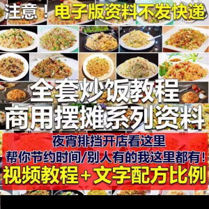 花式炒饭视频教程 泡菜蛋炒饭海鲜盖饭制作 特色小吃配方技术课程-淘宝虚拟库