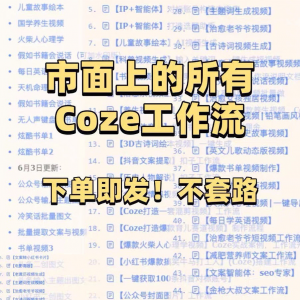 扣子coze工作流150+套成品模板直接导入AI智能体搭建从入门到精通-淘宝虚拟库