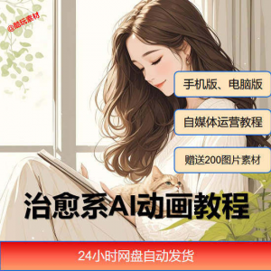治愈系AI插画动画视频制作教程课程素材自媒体运营小白学习必备-淘宝虚拟库