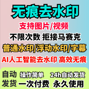 视频去水印软件无痕消除文字AI去除图片字幕水印处理手机电脑神器-淘宝虚拟库
