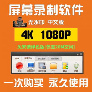 电脑高清1080P录屏录制软件屏幕视频声音录像工具4K无水印mp4格式-淘宝虚拟库