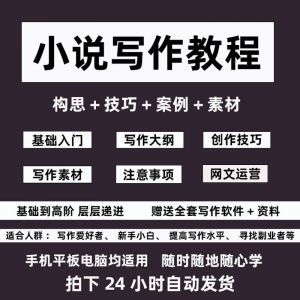 零基础小说写作教程网文新手创作技巧自学入门视频课素材大纲软件-淘宝虚拟库