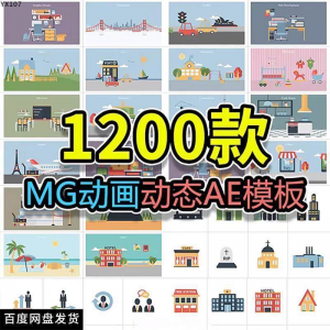 MG动画AE模板源文件脚本卡通动态视频制作扁平化场景动画包素材-淘宝虚拟库