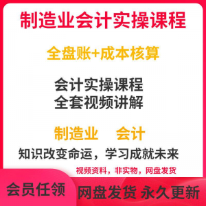 工厂制造业企业会计实操课程视频全盘账成本核算纳税申报成本教程-淘宝虚拟库